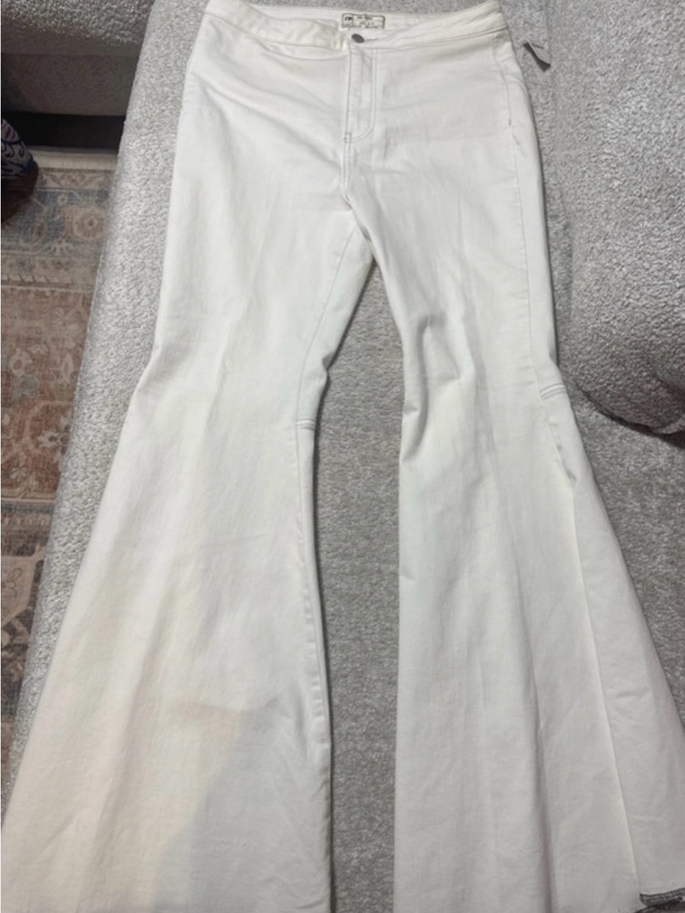 Free People White High-Rise Flare Pants